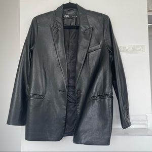 Zara Faux Leather Oversized Blazer